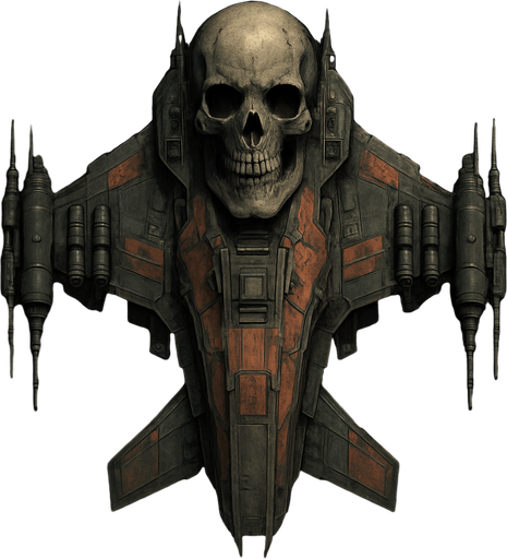 war drone spaceship skull tip top view.