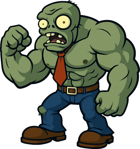 Strong zombie de plantas vs zombies.
In-Game asset.  2d.  High contrast.  No shadows