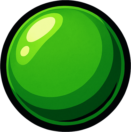 Yeşil 3d top.
In-Game asset.  2d.  High contrast.  No shadows