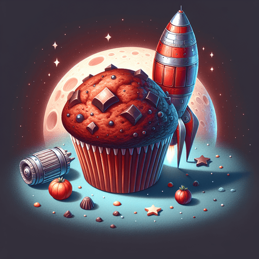 create a muffin with a rocket. muffin goes to the moon.
Single Game Texture. In-Game asset. 2d. Blank background. High contrast. No shadows.