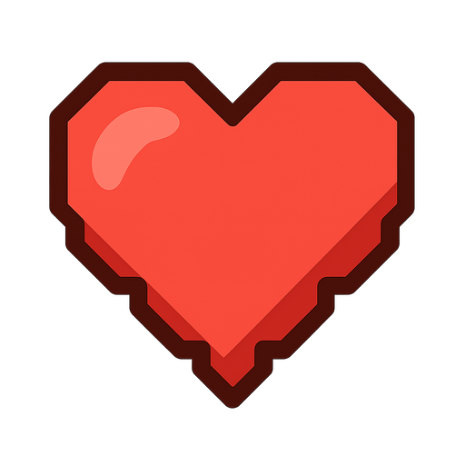 game heart. No background. Transparent background. Blank background. No shadows. 2d. In-Game asset. flat