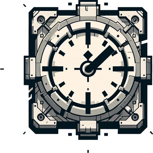 create a clock.
Single Game Texture.  In-Game asset.  2d.  Blank background.  High contrast.  No shadows
