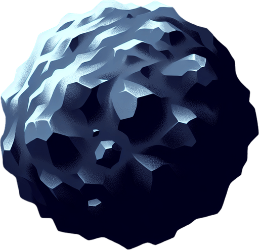 Asteroid.
Single Game Texture.  In-Game asset.  2d.  Blank background.  High contrast.  No shadows