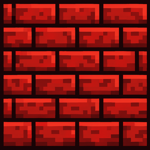 2d pixel art red brick wall.
In-Game asset.  2d.  High contrast.  No shadows
