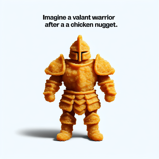 a chicken nugget warrior.
Single Game Texture. In-Game asset. 2d. Blank background. High contrast. No shadows.