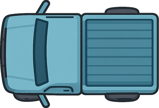 A truck,2d,upper profile. No background. Transparent background. Blank background. No shadows. 2d. In-Game asset. flat.upper looking

