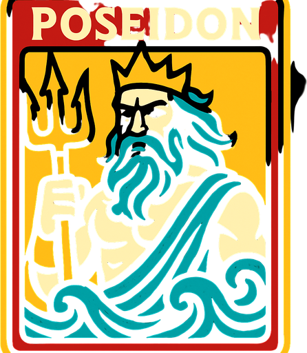 poseidon card.
In-Game asset.  2d.  High contrast.  No shadows