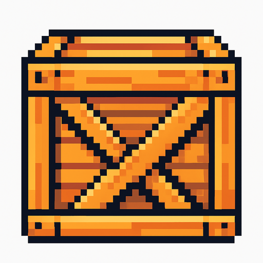 container, 2d, pixel.
In-Game asset.  2d.  High contrast.  No shadows