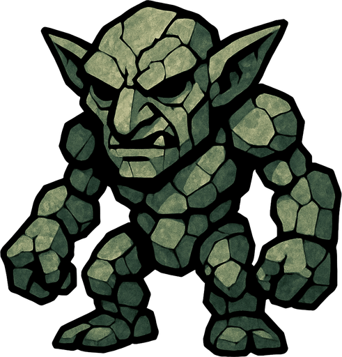 taş goblin.
In-Game asset.  2d.  High contrast.  No shadows