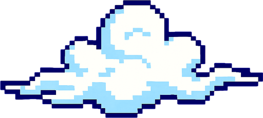 A thin wispy white cloud. 80s arcade machine graphics..
In-Game asset.  2d.  High contrast.  No shadows