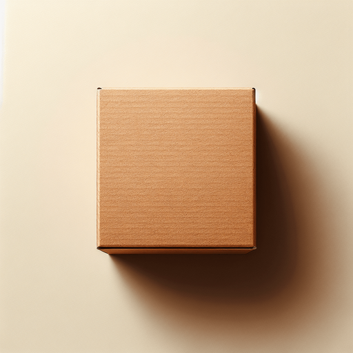 brown paper box, top view.