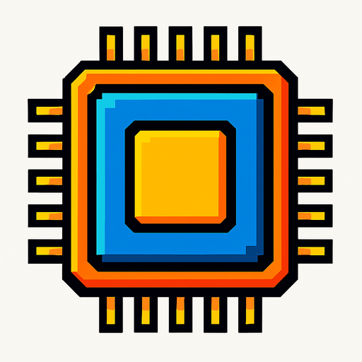 Computer chip.
In-Game asset.  2d.  High contrast.  No shadows