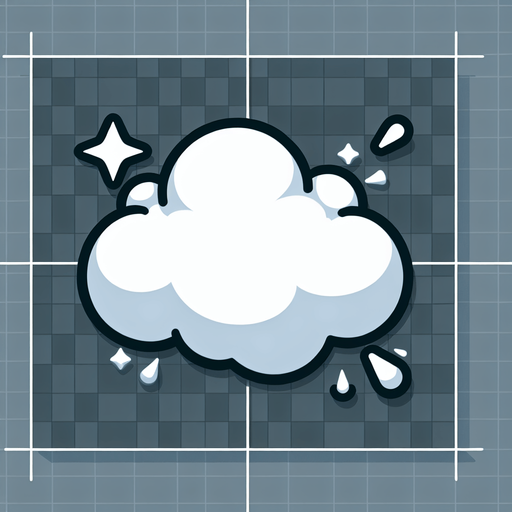 White particle cloud. Cartoon. Bright outline. Single Game Texture. In-Game asset. 2d. Blank background. High contrast. No shadows.