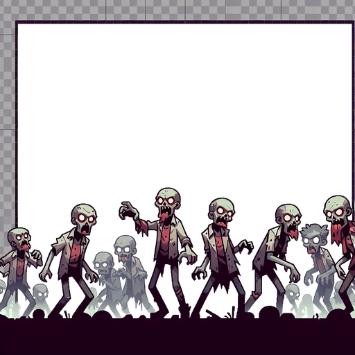 Zombies.
Single Game Texture. In-Game asset. 2d. Blank background. High contrast. No shadows.
