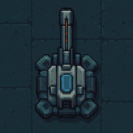 top down sci-fi cannon. pixel art