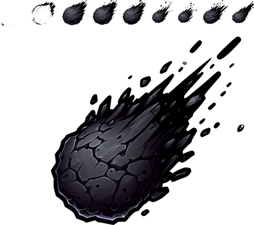 a black scorch mark on the ground left by a meteor impact. cartoon.
Single Game Texture.  In-Game asset.  2d.  Blank background.  High contrast.  No shadows