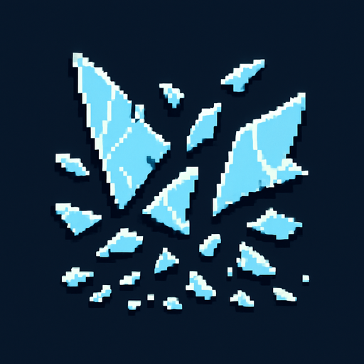 broken glass particles 2d pixel art.
In-Game asset.  2d.  High contrast.  No shadows