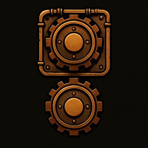 simbolo ":" en estilo steampunk.
In-Game asset.  2d.  High contrast.  No shadows