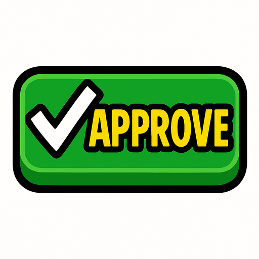 approve button.
In-Game asset.  2d.  High contrast.  No shadows