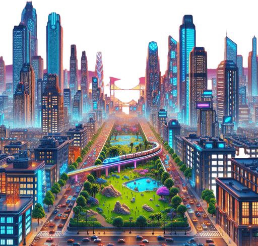city landscape.
video game style