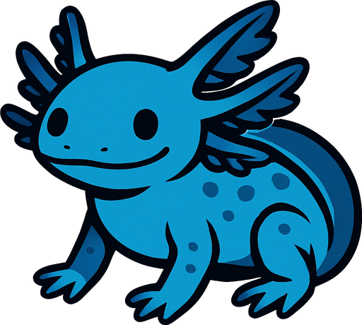 Un ajolote azul.
In-Game asset.  2d.  High contrast.  No shadows