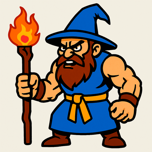 Mad strong wizard dc world 2d game.
In-Game asset.  2d.  High contrast.  No shadows