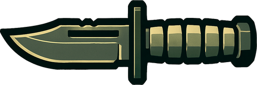 military knife.
In-Game asset.  2d.  High contrast.  No shadows. miltary knife