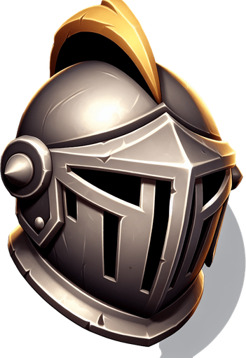 A knights helmet. Side view. Cartoon..
Single Game Texture.  In-Game asset.  2d.  Blank background.  High contrast.  No shadows
