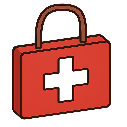 A medkit. No background. Transparent background. Blank background. No shadows. 2d. In-Game asset. flat
