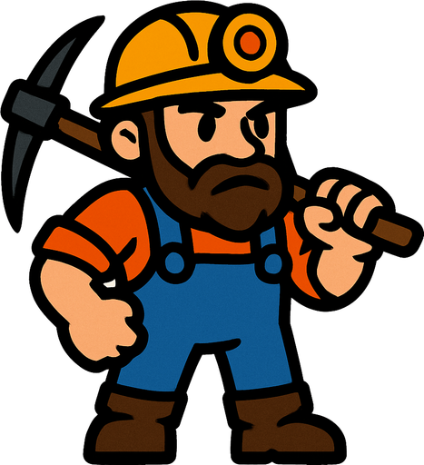 Madenci.
In-Game asset.  2d.  High contrast.  No shadows