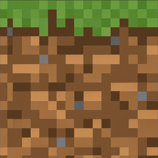 Minecraft ground.
In-Game asset.  2d.  High contrast.  No shadows