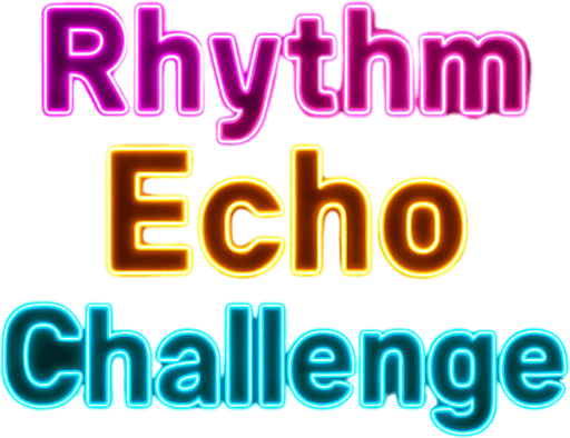 text in neon outline no background that says "Rhythm Echo Challenge".
In-Game asset.  2d.  High contrast.  No shadows
