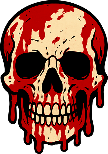 Skull head bloody.
In-Game asset.  2d.  High contrast.  No shadows