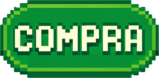 Boton verde ovalado qué dice "compra" estilo 2d pixel 1989.
In-Game asset.  2d.  High contrast.  No shadows