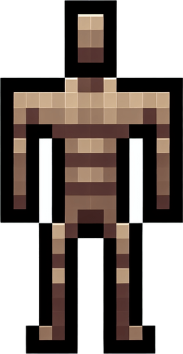 A player with human body but structure like block.
Single Game Texture. In-Game asset. 2d. Blank background. High contrast. No shadows.