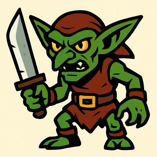 goblin.
In-Game asset.  2d.  High contrast.  No shadows