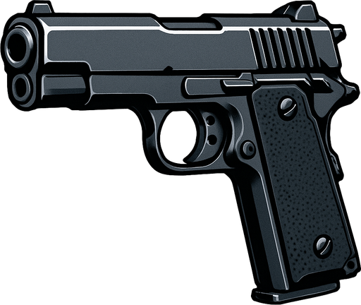 Pistola realista.
In-Game asset.  2d.  High contrast.  No shadows