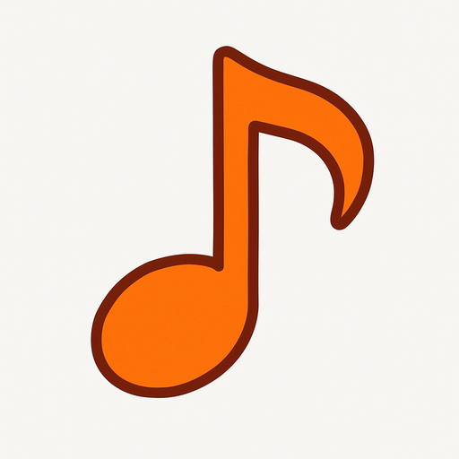 turuncu renkte 2d mi notasini yarat.
In-Game asset.  2d.  High contrast. no shadows