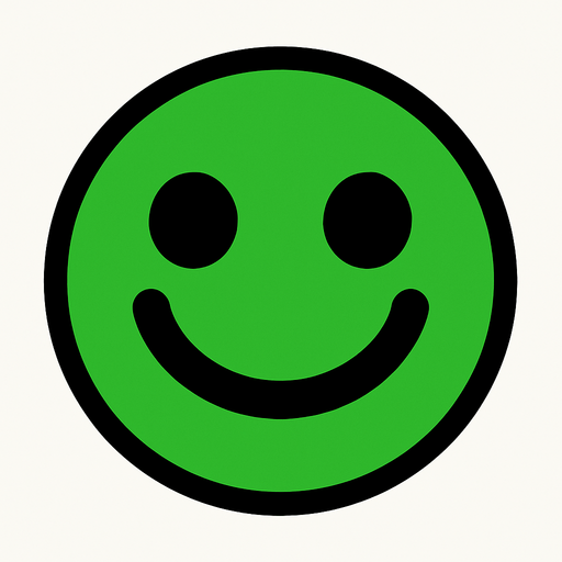 green circle with smile.
In-Game asset.  2d.  High contrast.  No shadows