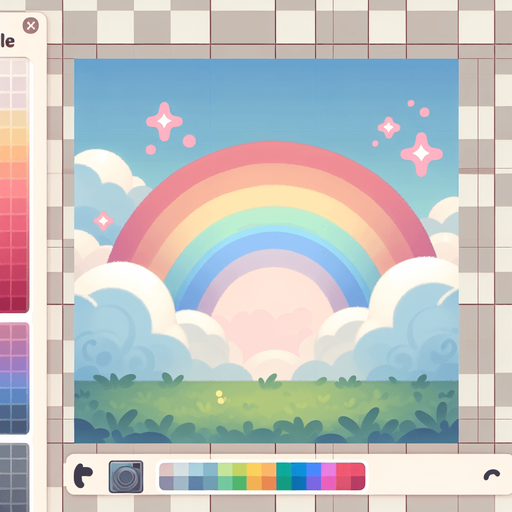 raibow in the background. soft colors. high definition. in game asset. Single Game Texture. In-Game asset. 2d. Blank background. High contrast. No shadows.