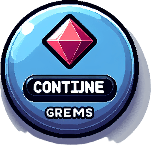 Continue_button_spending_gems.
Single Game Texture. In-Game asset. 2d. Blank background. High contrast. No shadows.