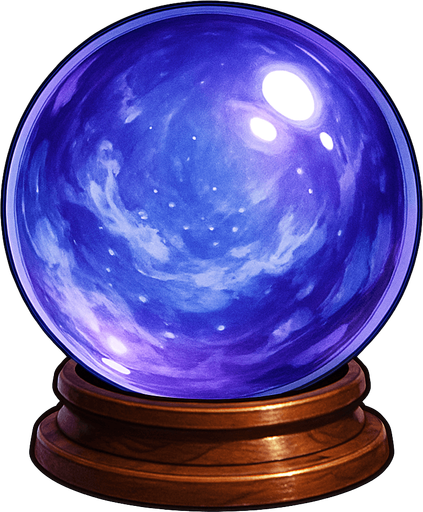 una bola de cristal ultra realista.
In-Game asset.  2d.  High contrast.  No shadows