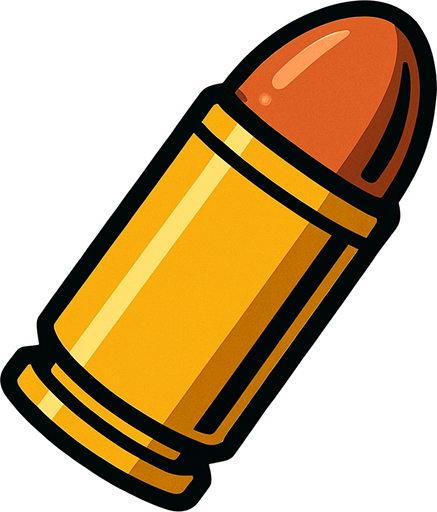 Bala de pistola.
In-Game asset.  2d.  High contrast.  No shadows