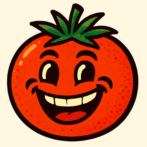gülen domates.
In-Game asset.  2d.  High contrast.  No shadows