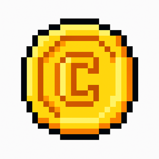 Pixel coin.
In-Game asset.  2d.  High contrast.  No shadows