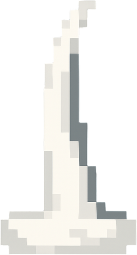 white thorn. flat. thick bottom. upright. pixel art..
In-Game asset.  2d.  High contrast.  No shadows