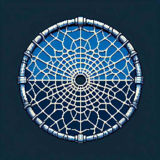 8-bit art style circular fishing net without a handle..
8-bit art style