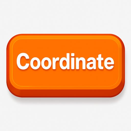 Button "Coordinate". orange color
In-Game asset.  High contrast.  No shadows. 3D