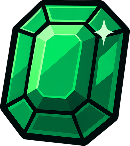 emerald.
In-Game asset.  2d.  High contrast.  No shadows