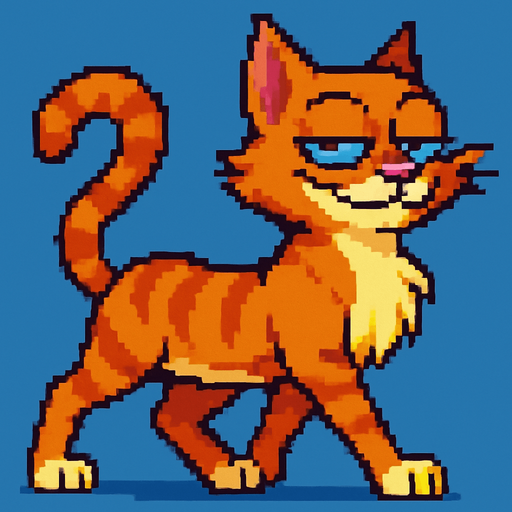 puedes cambiar la posicion de las patas, es decir las que estan atras pasan adelante y viceversa, con el mismo estilo pixel art de la foto original y fondo azul